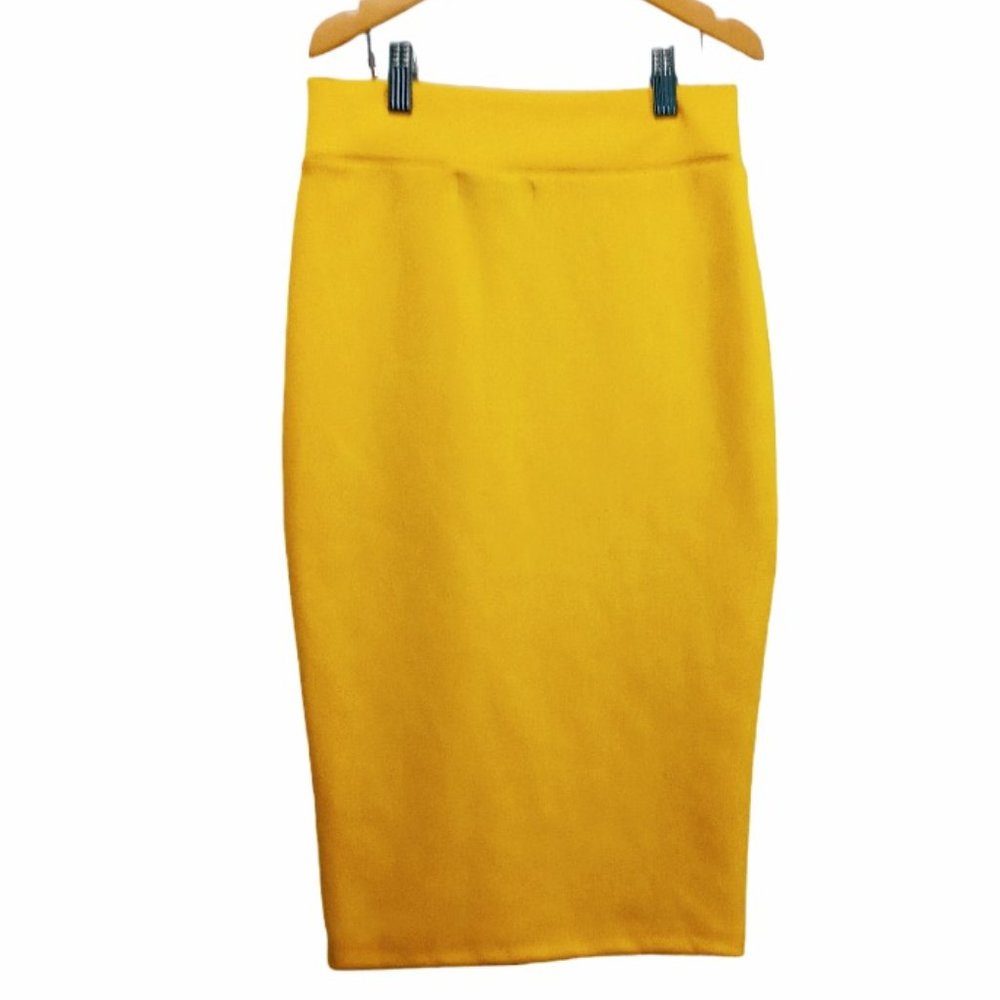 Made By Johnny Women's Elastic Waist Stretch Knee Length Pencil Skirt Size Small